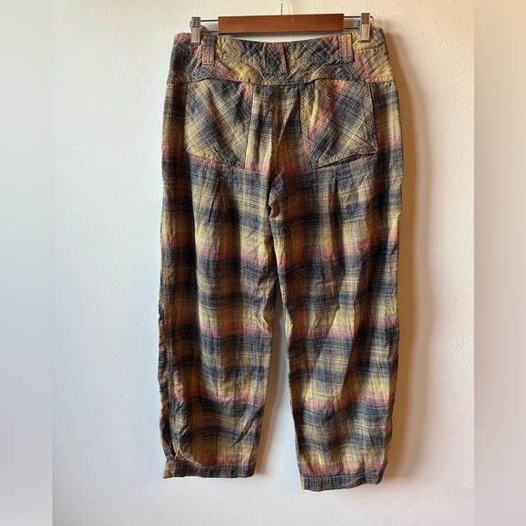 Free People Birch Moss Plaid Low Rise Trouser Pants - Picture 2 of 5